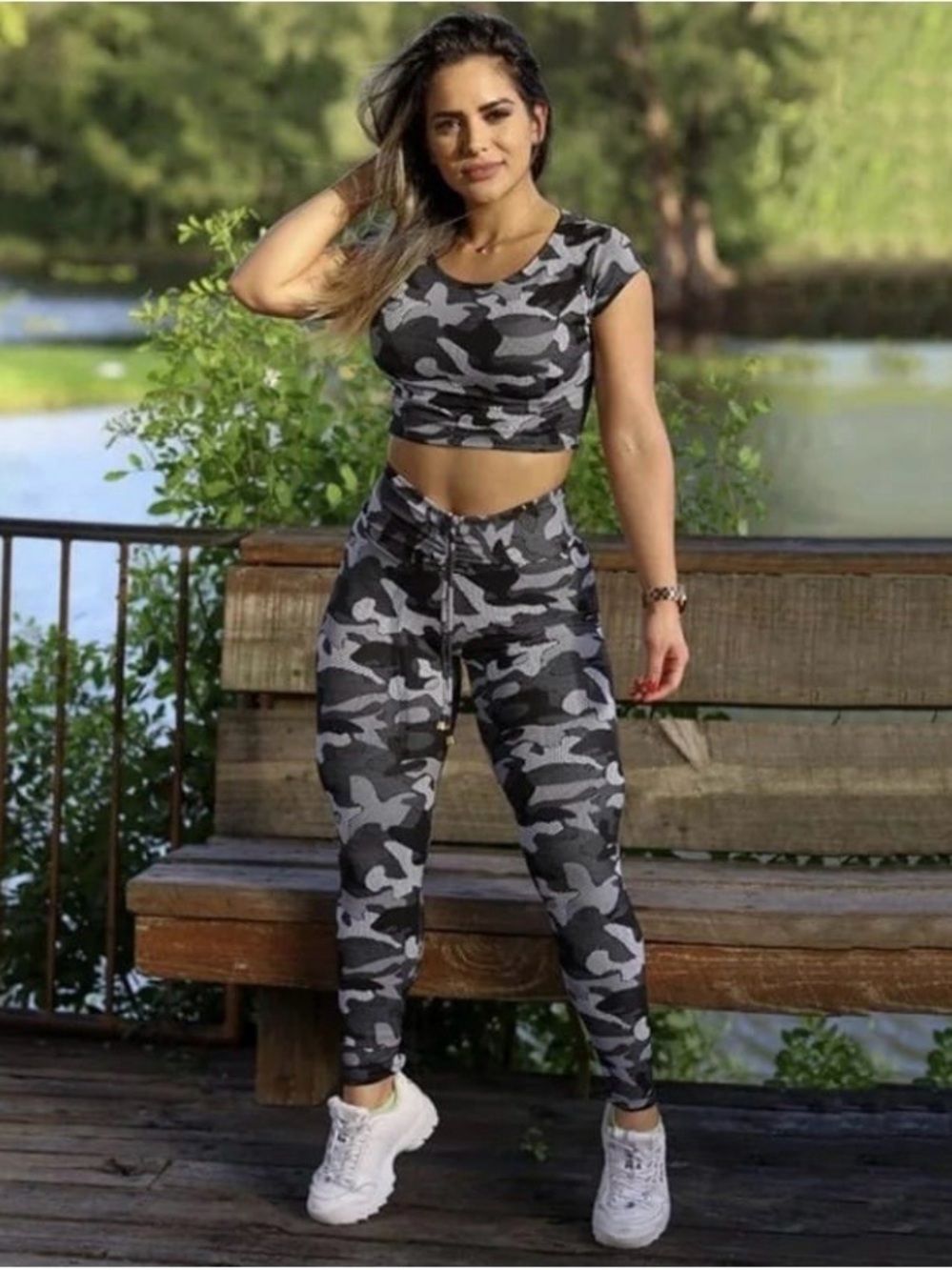 Short Sleeve High Waist T-Shirt
Sweatpants Sports Two Piece Set